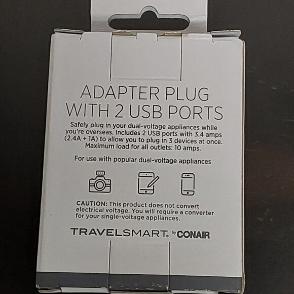 Travel Smart by Conair EU Adapter Plug with Outlet and 2 USB Ports - Picture 3 of 10